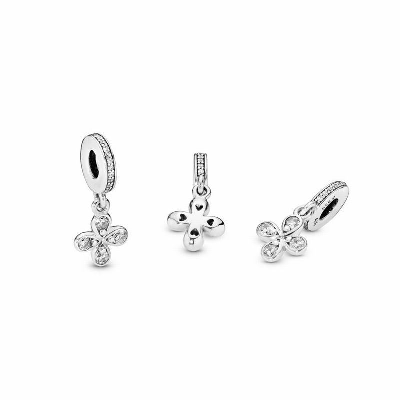 Pandora Australia Four-Petal Flower Dangle Charm - Sterling Silver | WRAPQS302